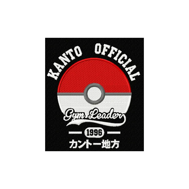 Kanto Official logo embroidery design for Pokemon, showcasing vibrant stitching patterns for creative projects.