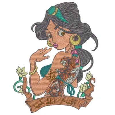 Preview of Modern Jasmin 4 embroidery design from the Aladdin collection, featuring intricate floral motifs.