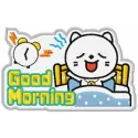 Good morning kitty embroidery design preview showcasing a charming Hello Kitty motif for creative stitching projects.