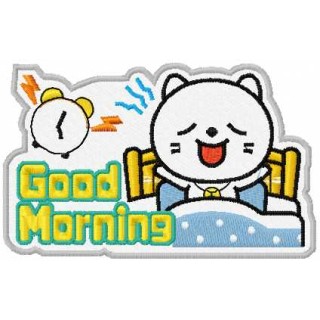Good morning kitty embroidery design - Embroidery Design