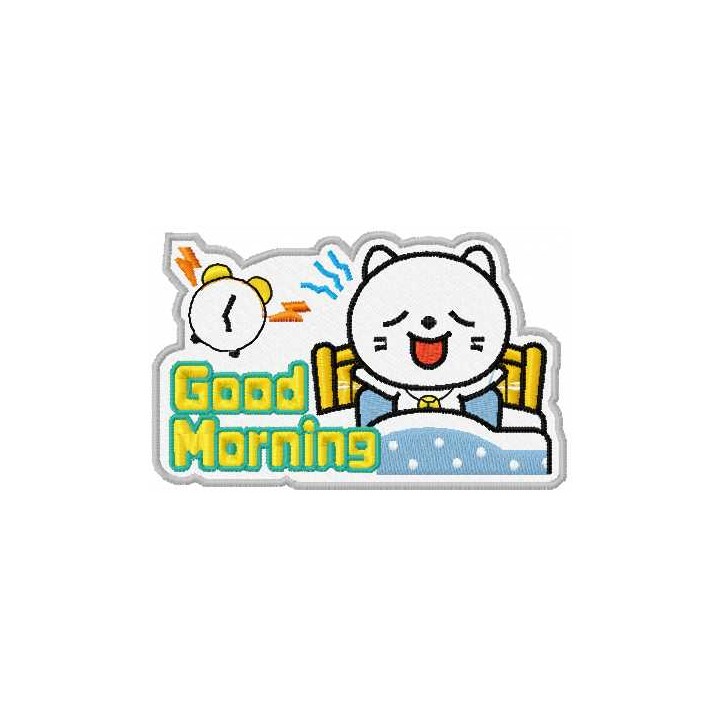 Good morning kitty embroidery design - Embroidery Design