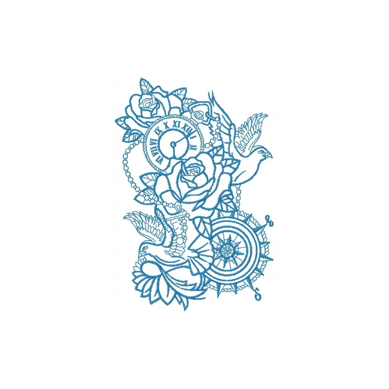 Embroidery design featuring a wedding composition with pigeons, ideal for creating beautiful stitched motifs.