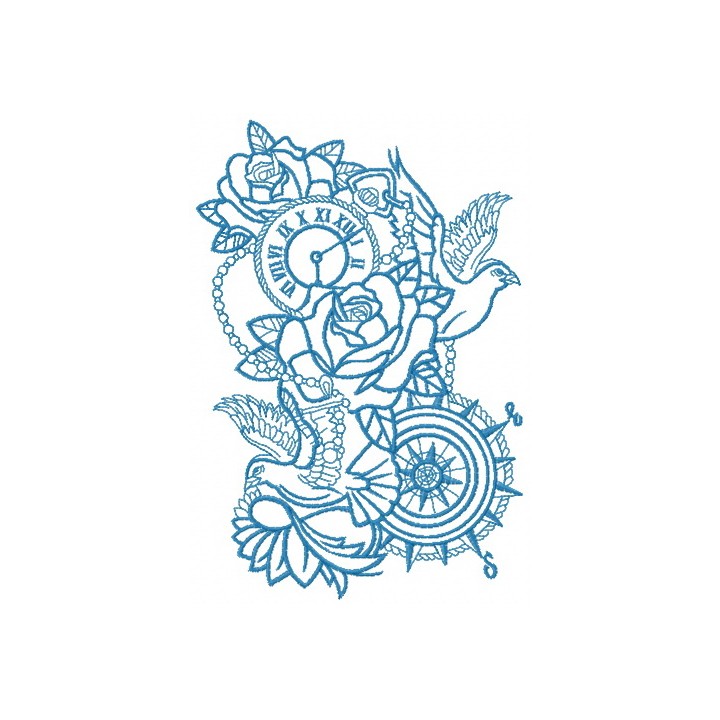 Wedding composition with pigeons embroidery design - Embroidery Design