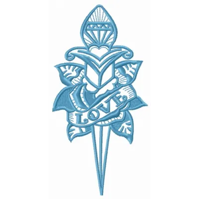 Preview of Love Dagger 4 embroidery design featuring intricate ornament patterns for creative projects.