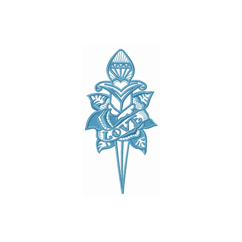 Preview of Love Dagger 4 embroidery design featuring intricate ornament patterns for creative projects.
