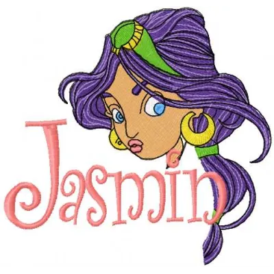 Jasmine Princess embroidery design featuring a charming princess motif for creative stitching projects.