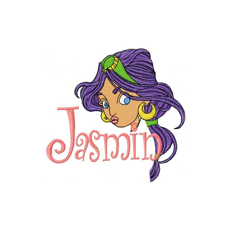Jasmine Princess embroidery design featuring a charming princess motif for creative stitching projects.