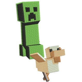 Creeper and duck embroidery design - Embroidery Design