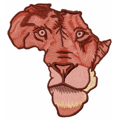 Preview of Africa Lion 4 embroidery design, showcasing a majestic lion motif perfect for stitching on apparel or home decor.