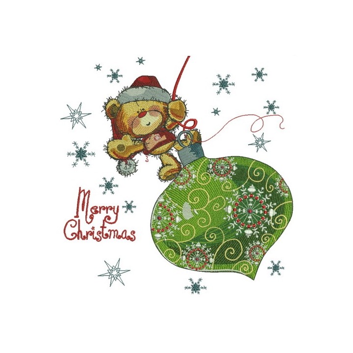 Teddy bear on Christmas ball embroidery design - Embroidery Design