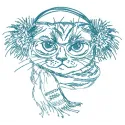 Ready for winter 2 embroidery design featuring a playful cat, perfect for stitching on winter apparel and accessories.