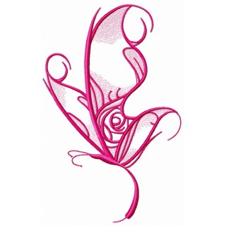Rose pattern butterfly 2 embroidery design - Embroidery Design