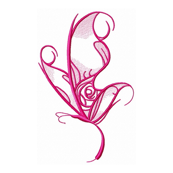 Rose pattern butterfly 2 embroidery design - Embroidery Design