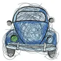 Preview of a blue car sketch embroidery design, showcasing intricate stitching details for creative projects.