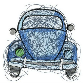 Blue car sketch embroidery design - Embroidery Design
