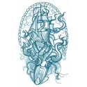 Caught by octopus sketch embroidery design featuring a whimsical octopus motif, perfect for nautical-themed projects.