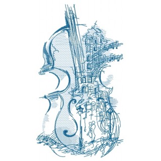 Violin music one color embroidery design - Embroidery Design