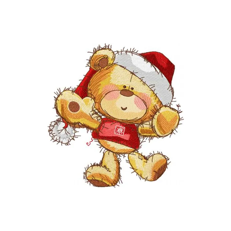 Teddy Happy Christmas time embroidery design featuring a cheerful teddy bear in a festive setting.