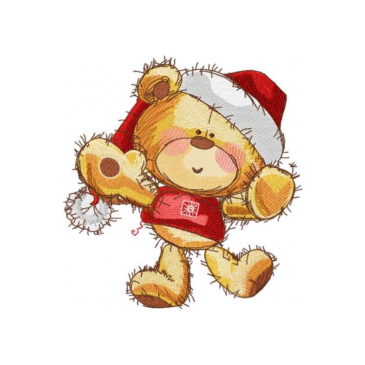 Teddy Happy Christmas time embroidery design - Embroidery Design