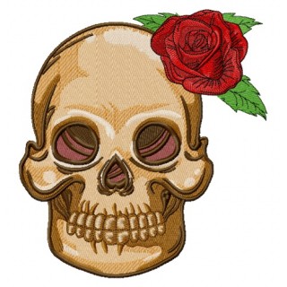 Skull with prickly rose 2 embroidery design - Embroidery Design