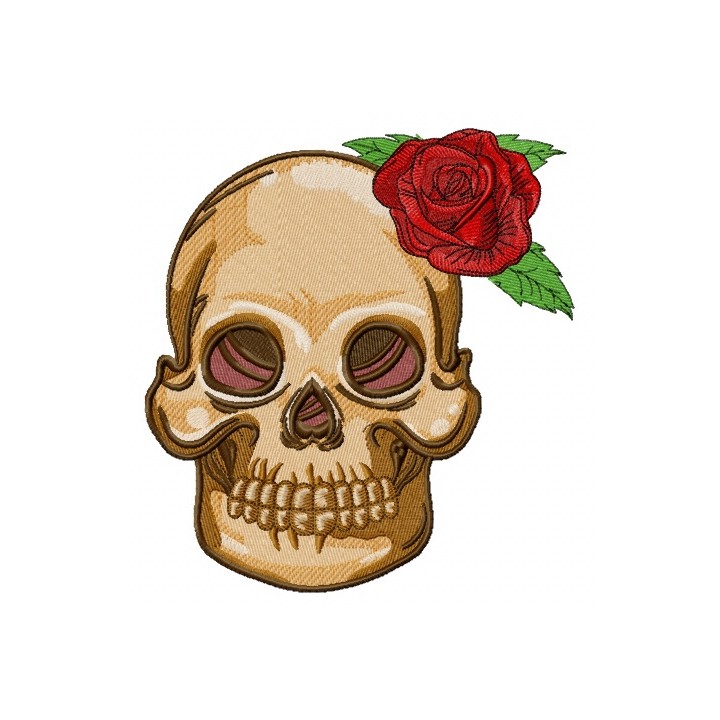Skull with prickly rose 2 embroidery design - Embroidery Design