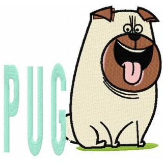 Pug Mel embroidery design - Embroidery Design