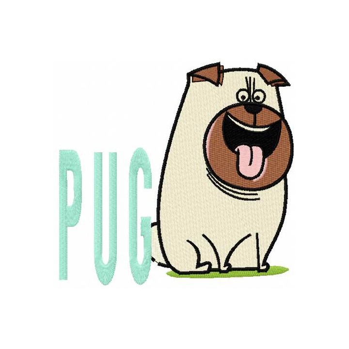 Pug Mel embroidery design - Embroidery Design