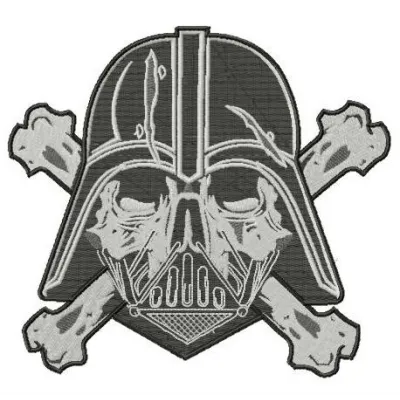 Darth Vader crossed bones embroidery design featuring iconic Star Wars elements for crafting projects.