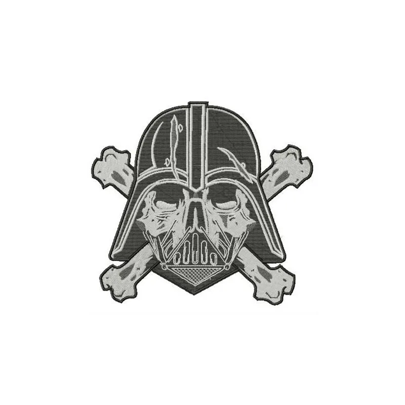 Darth Vader crossed bones embroidery design featuring iconic Star Wars elements for crafting projects.