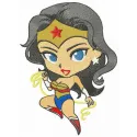 Amazonian Wonder Woman embroidery design featuring a strong superhero motif, ideal for t-shirts and hoodies.