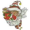 Santa's fairy embroidery design for Christmas, showcasing a whimsical stitched motif perfect for holiday projects.