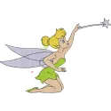 Tinkerbell with magic wand embroidery design, showcasing a whimsical fairy perfect for embellishing t-shirts and tote bags.