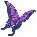Butterfly flying away embroidery design showcasing intricate details, perfect for stitching on apparel and accessories.