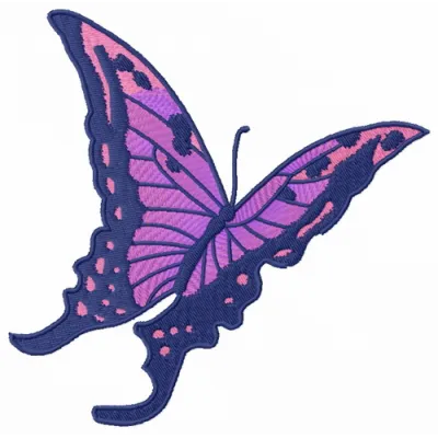 Butterfly flying away embroidery design showcasing intricate details, perfect for stitching on apparel and accessories.