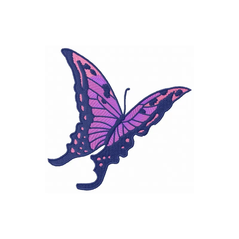 Butterfly flying away embroidery design showcasing intricate details, perfect for stitching on apparel and accessories.