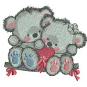 Preview of the Bears on a Teeter 3 embroidery design featuring playful teddy bears on a teeter-totter.