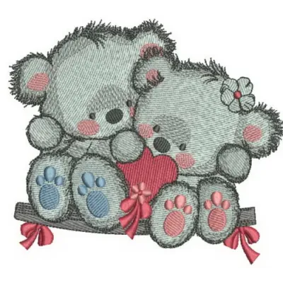 Preview of the Bears on a Teeter 3 embroidery design featuring playful teddy bears on a teeter-totter.