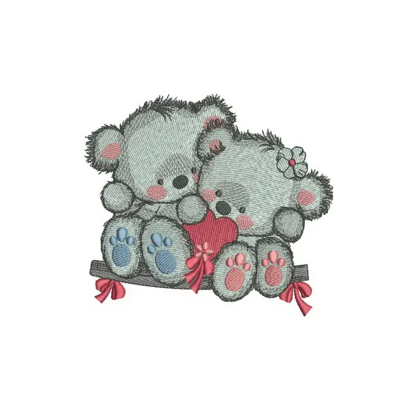 Preview of the Bears on a Teeter 3 embroidery design featuring playful teddy bears on a teeter-totter.