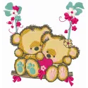 Bears on a teeter 2 embroidery design featuring playful teddy bears on a seesaw, perfect for children's items.