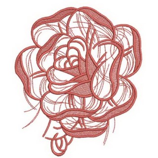 Pink rose sketch embroidery design - Embroidery Design