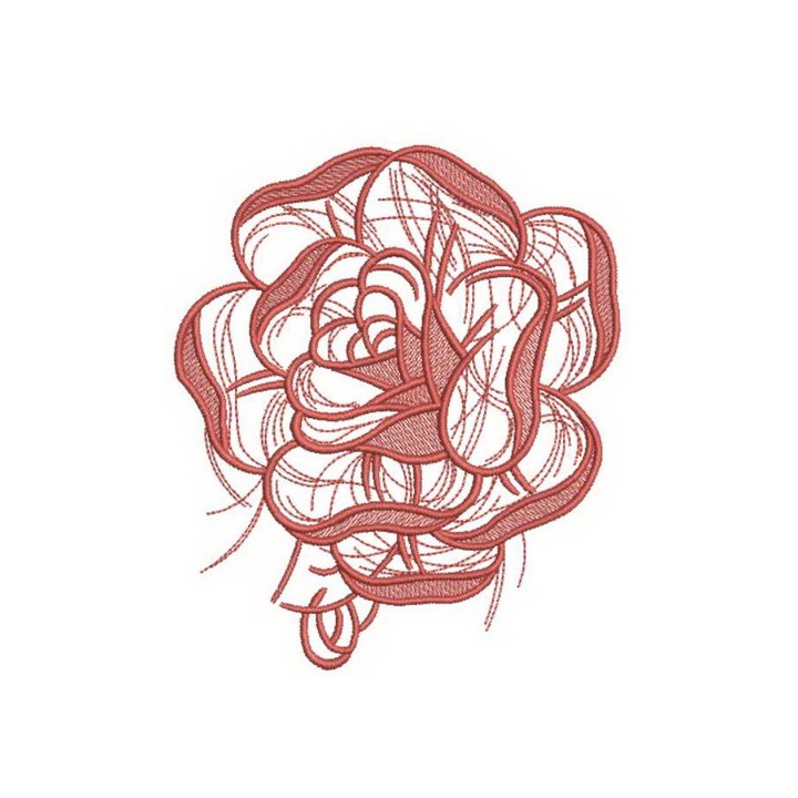 Pink rose sketch embroidery design - Embroidery Design