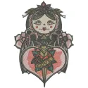 Black matryoshka 2 embroidery design featuring a traditional Russian doll motif, ideal for creative stitching projects.