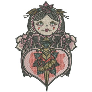 Black matryoshka 2 embroidery design - Embroidery Design
