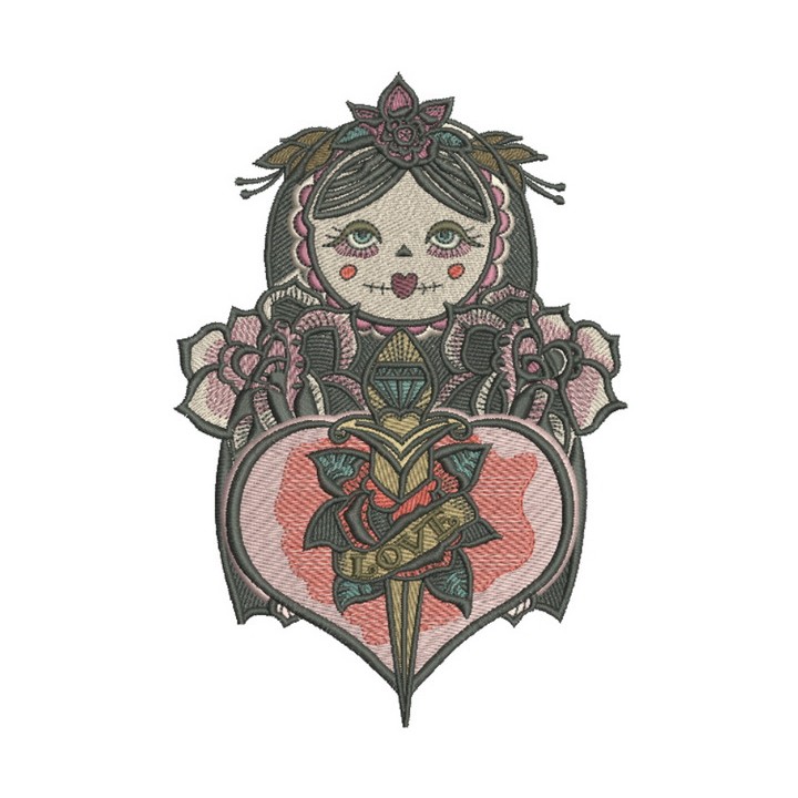 Black matryoshka 2 embroidery design - Embroidery Design