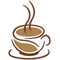 Preview of the Coffee Cup 17 embroidery design featuring a cozy coffee cup motif ideal for embellishing kitchen towels.