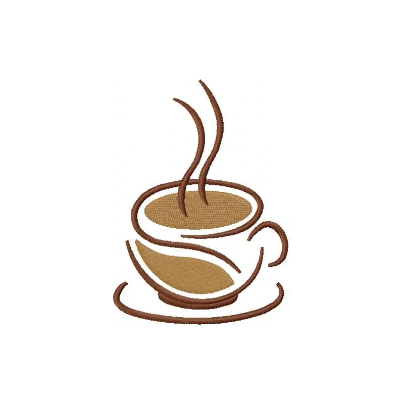 Preview of the Coffee Cup 17 embroidery design featuring a cozy coffee cup motif ideal for embellishing kitchen towels.