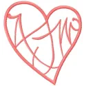 Preview of a pink tribal heart embroidery design, showcasing intricate patterns for various stitching projects.
