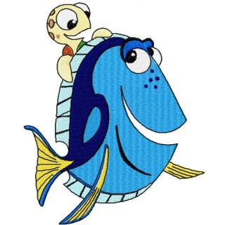 Dory and little turtle embroidery design - Embroidery Design