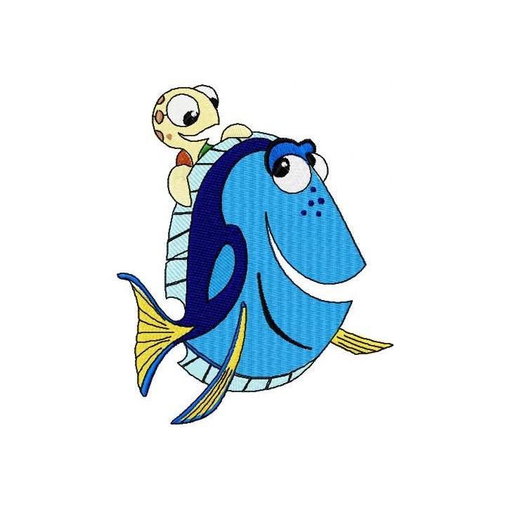 Dory and little turtle embroidery design - Embroidery Design