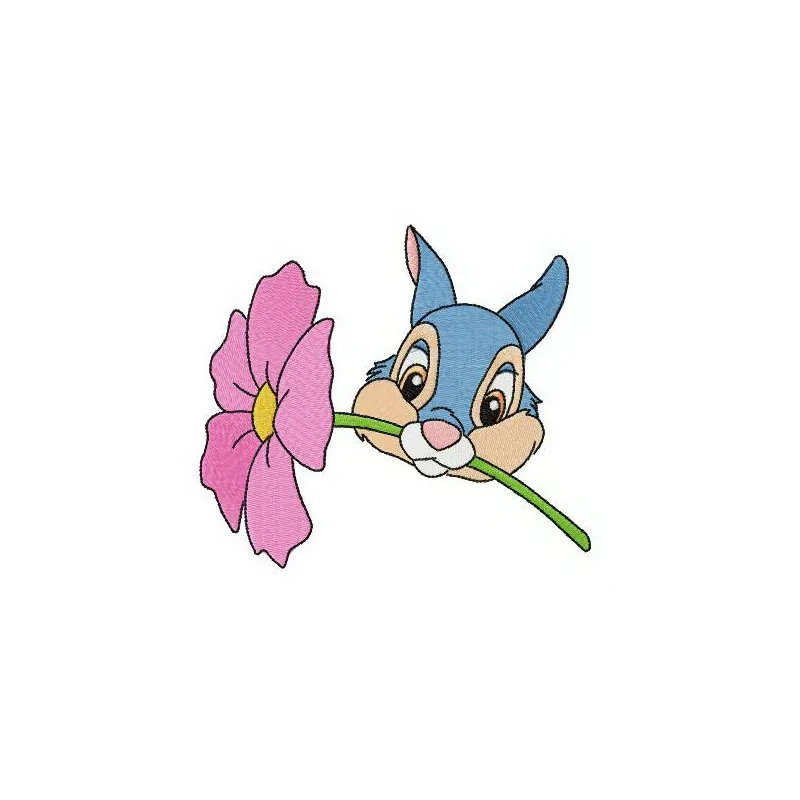 Thumper's present embroidery design featuring playful motifs, ideal for creating charming projects on t-shirts or pillows.